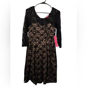 Betsey Johnson black lace and sequin mini dress